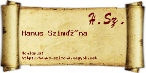 Hanus Szimóna névjegykártya